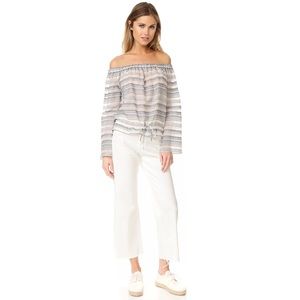 Theory Odettah Vall Striped Off the Shoulder Top